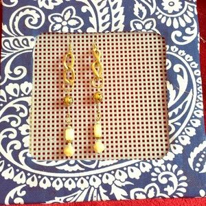 Gold metal and glass up cycled vintage earrings